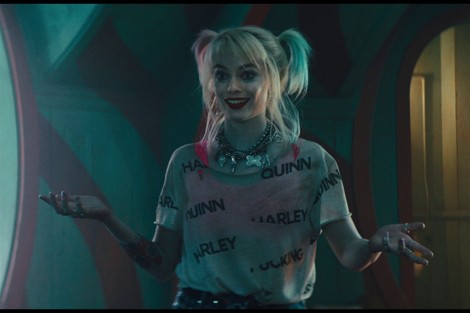 Margot Robbie as Harley Quinn in a still from the DCEU.