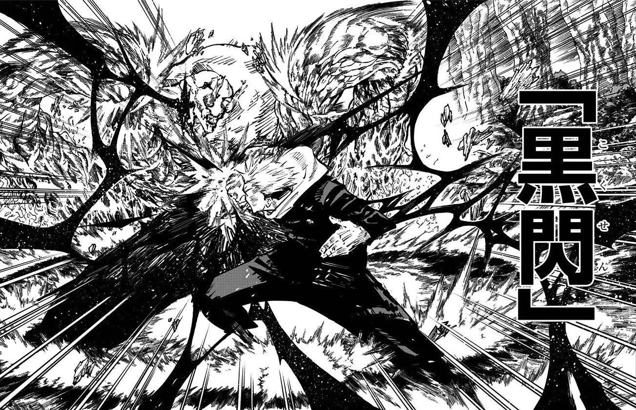 Yuji Itadori using the Black Flash in Jujutsu Kaisen manga