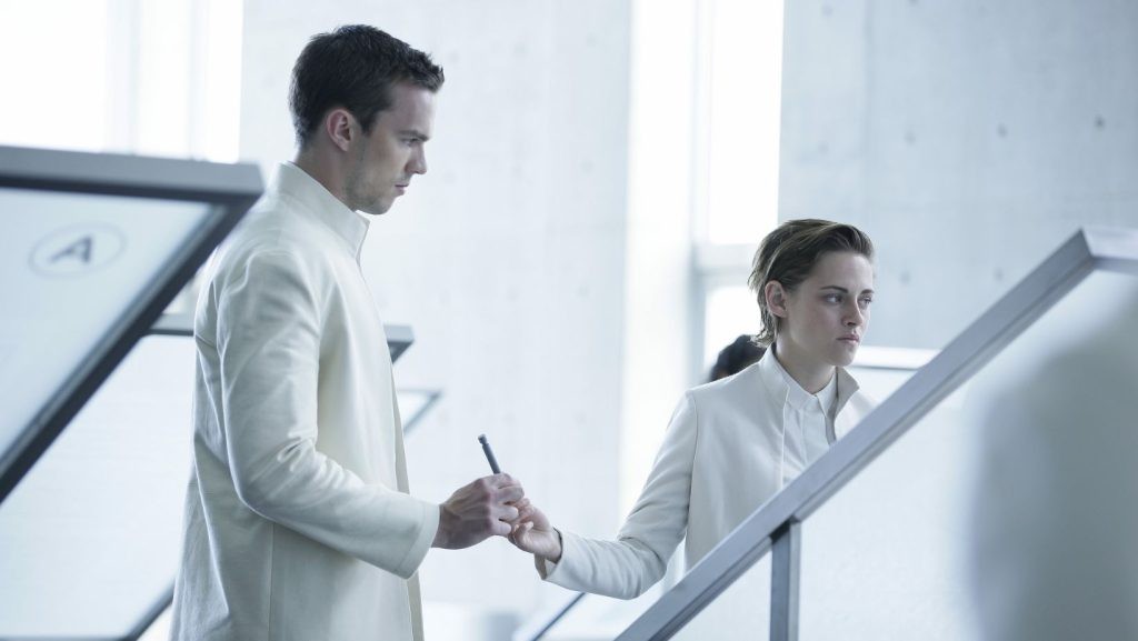 Hoult and Stewart in a still from Equals