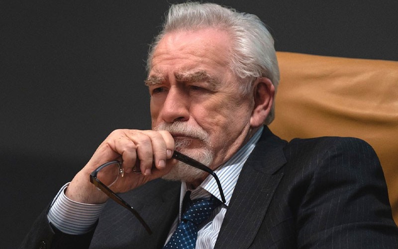 Brian Cox staring intently in this scene from Succession 