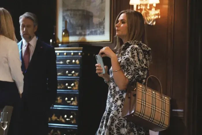 The Burberry bag that Cousin Greg's date sports in season 4 of Succession