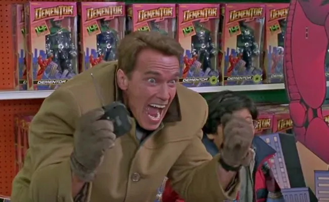 Arnold Schwarzenegger in a still from Jingle All The Way 