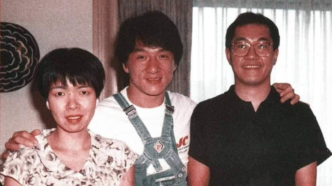 Nachi Makami(far left) and Akira Toriyama(far right) with jackie chan