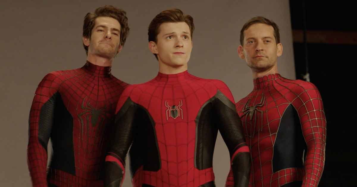 Andrew Garfield, Tom Holland, and Tobey Maguire as Spider-Man