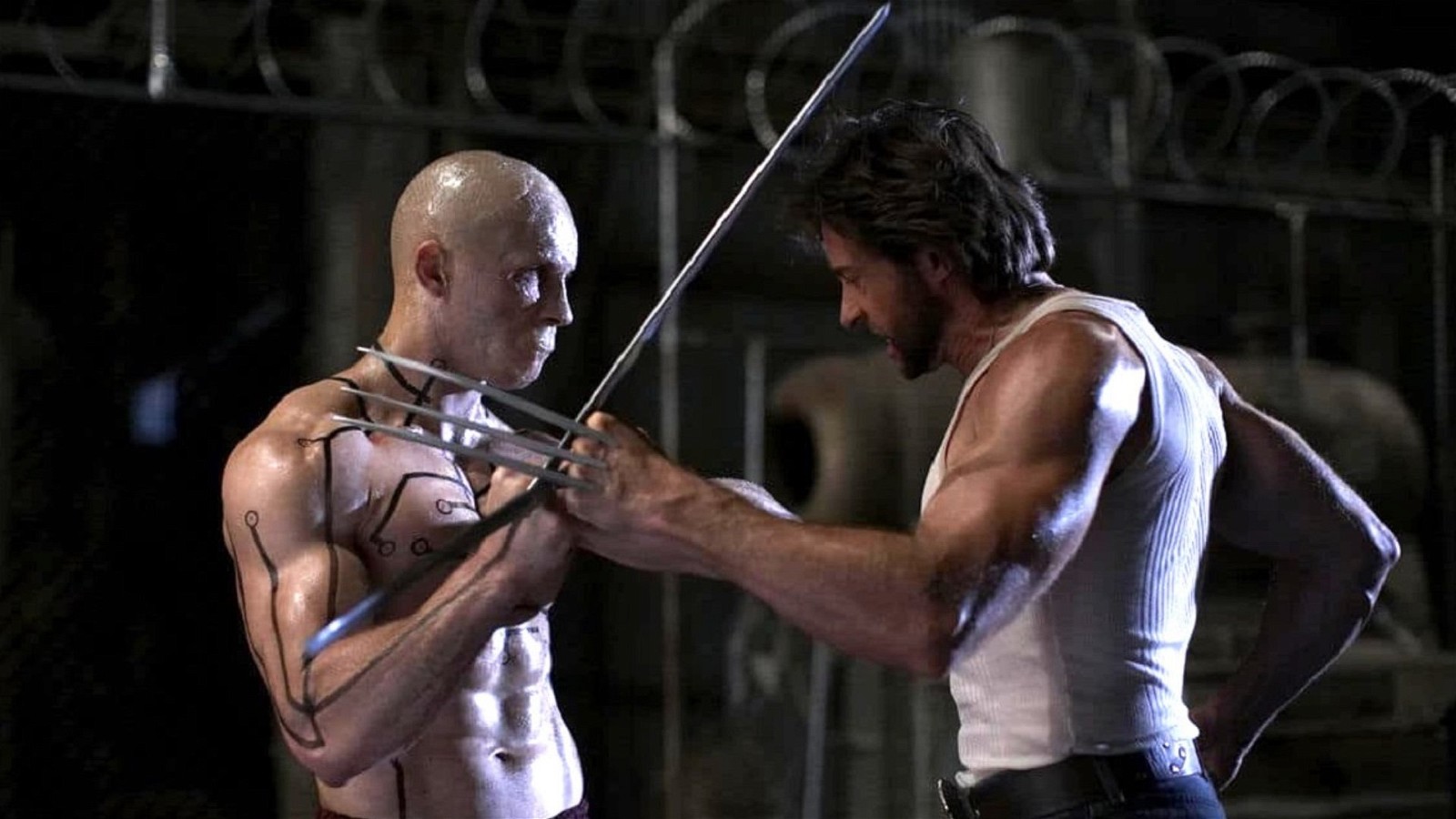 Ryan Reynolds and Hugh Jackman in a still from X-Men Origins: Wolverine