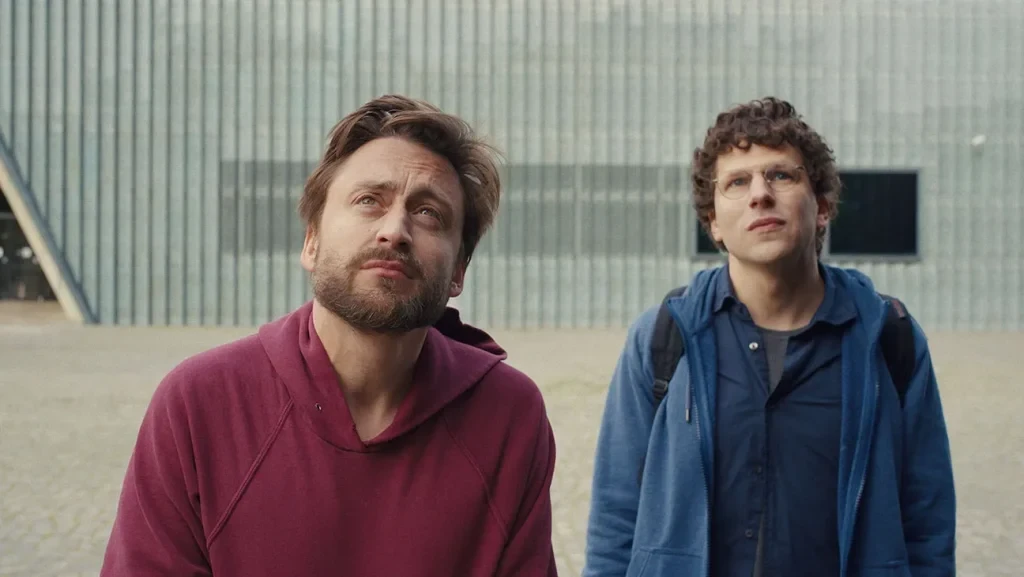 Kieran Culkin and Jesse Eisenberg in a still from A Real Pain