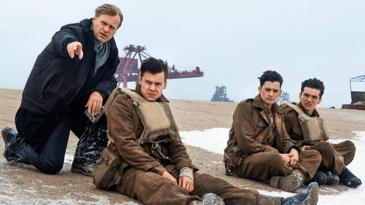 Christopher Nolan on the set of Dunkirk