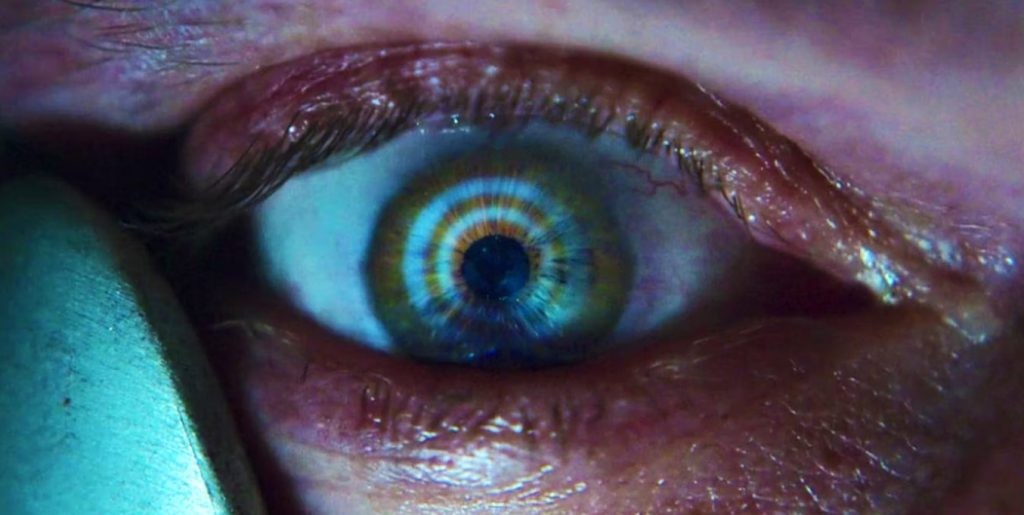 The bullseye symbol appearing in Dex's iris in Netflix's Daredevil.