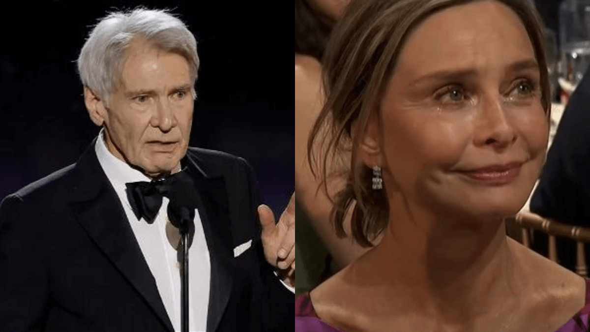 Harrison Ford and wife Calista Flockhart tear up during his Critics Choice Award