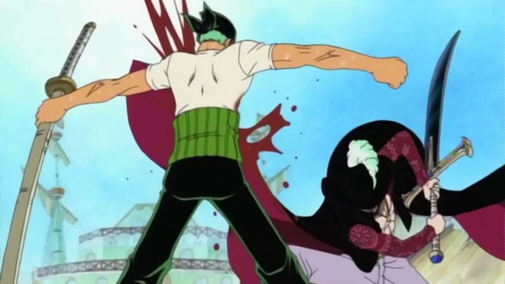 Roronoa Zoro vs Dracule Mihawk with his Black Blade