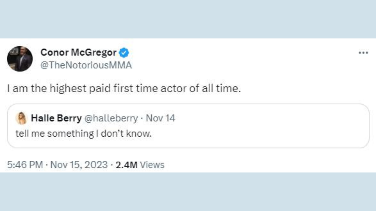 Conor McGregor's response under Halle Berry's tweet