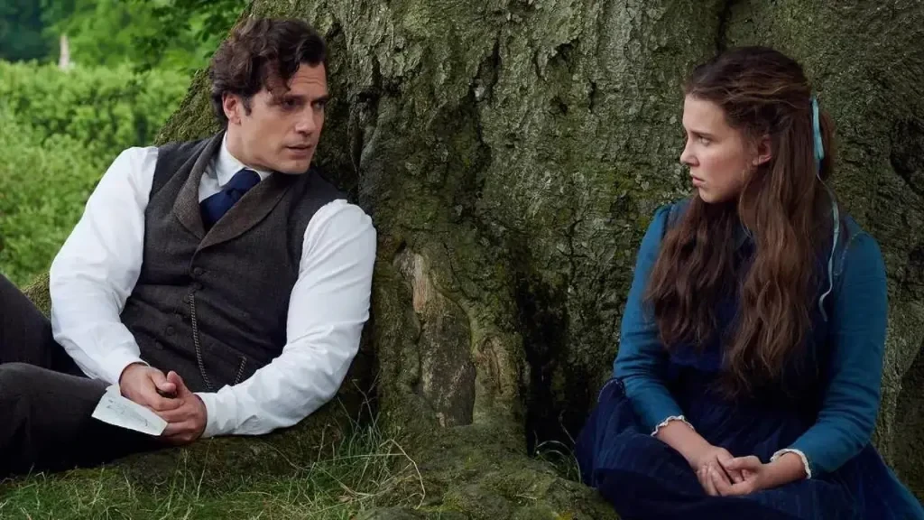 Henry Cavill and Millie Bobby Brown in Enola Holmes
