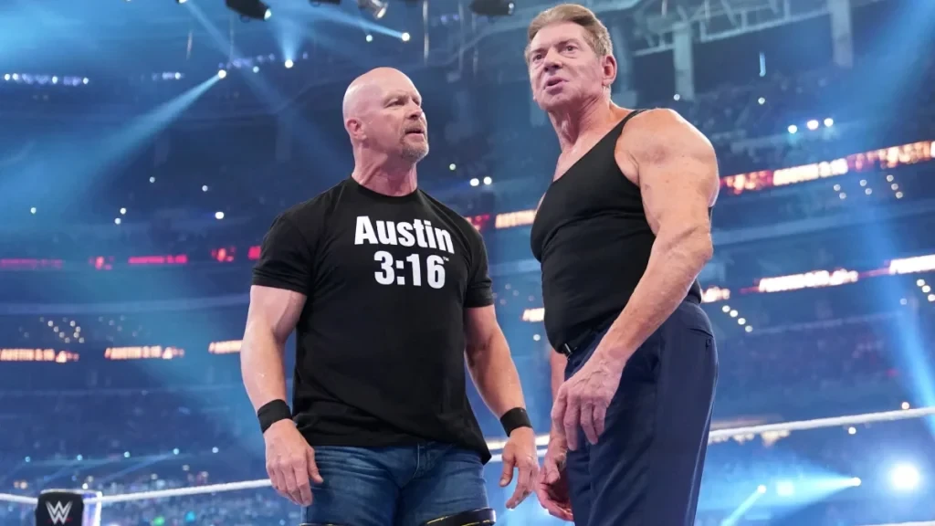 'Stone Cold' Steve Austin and Vince McMahon at WrestleMania 38