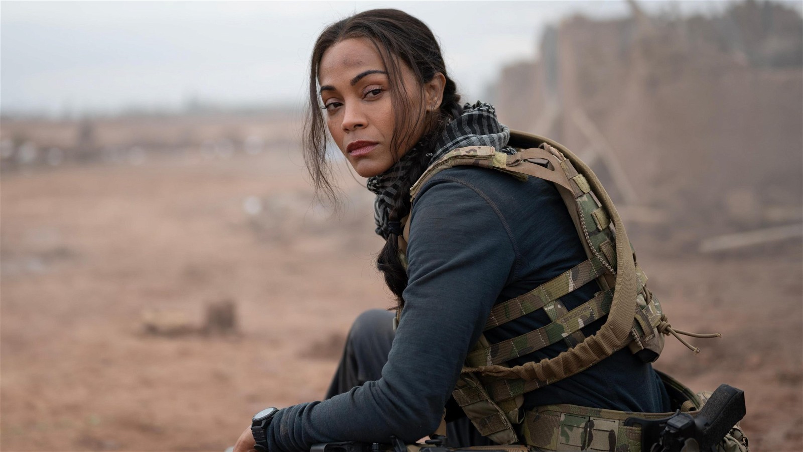 Zoe Saldaña in a still from Special Ops: Lioness