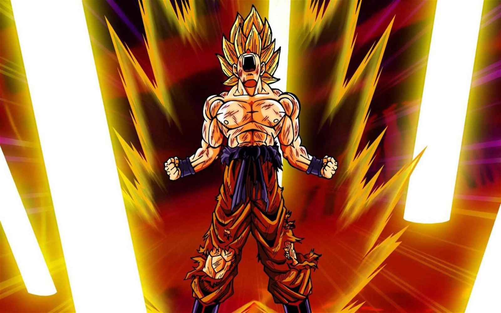 Goku transforming into Super Saiyan