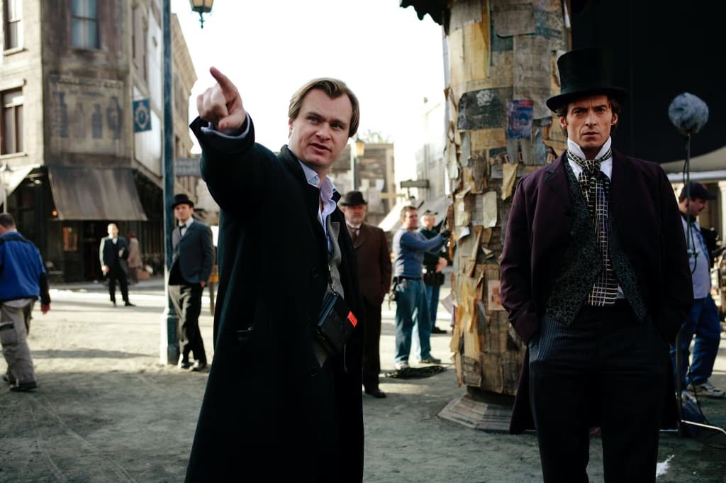 Christopher Nolan with Hugh Jackman on the sets of The Prestige | Warner Bros. Pictures