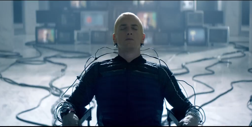 Eminem in his music video Rap God