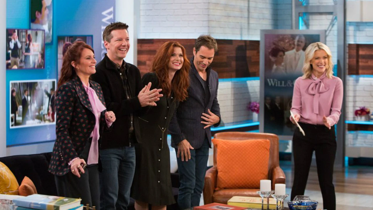 Megyn Kelly and the cast of Will & Grace