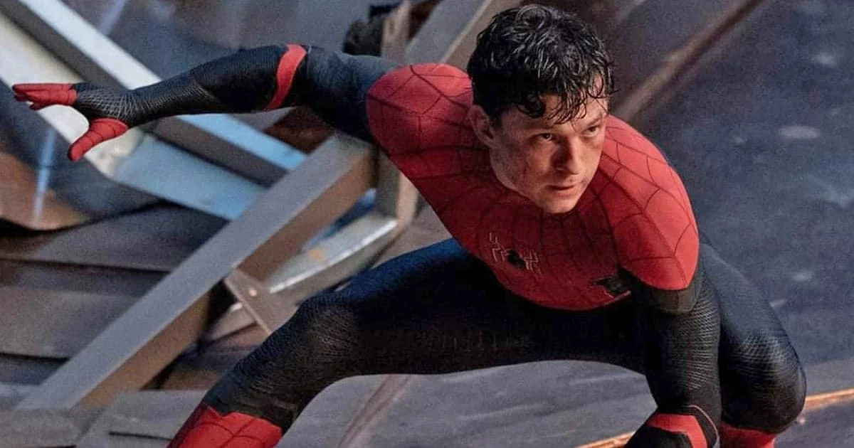 Tom Holland bracing for action as Spider-Man in this scene 