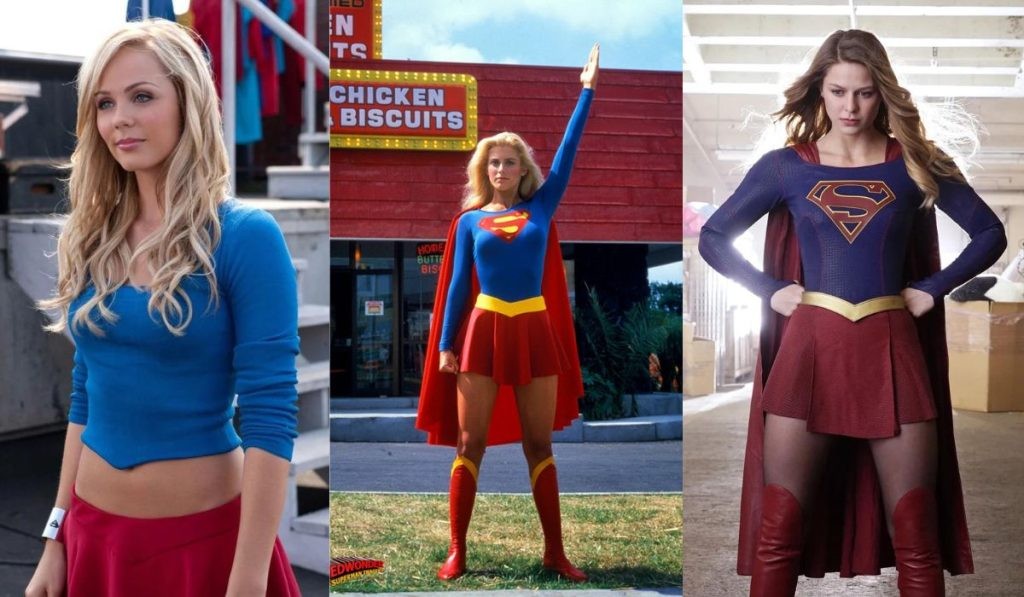 (L-R) Laura Vandervoort, Helen Slater, and Melissa Benoist as Supergirl