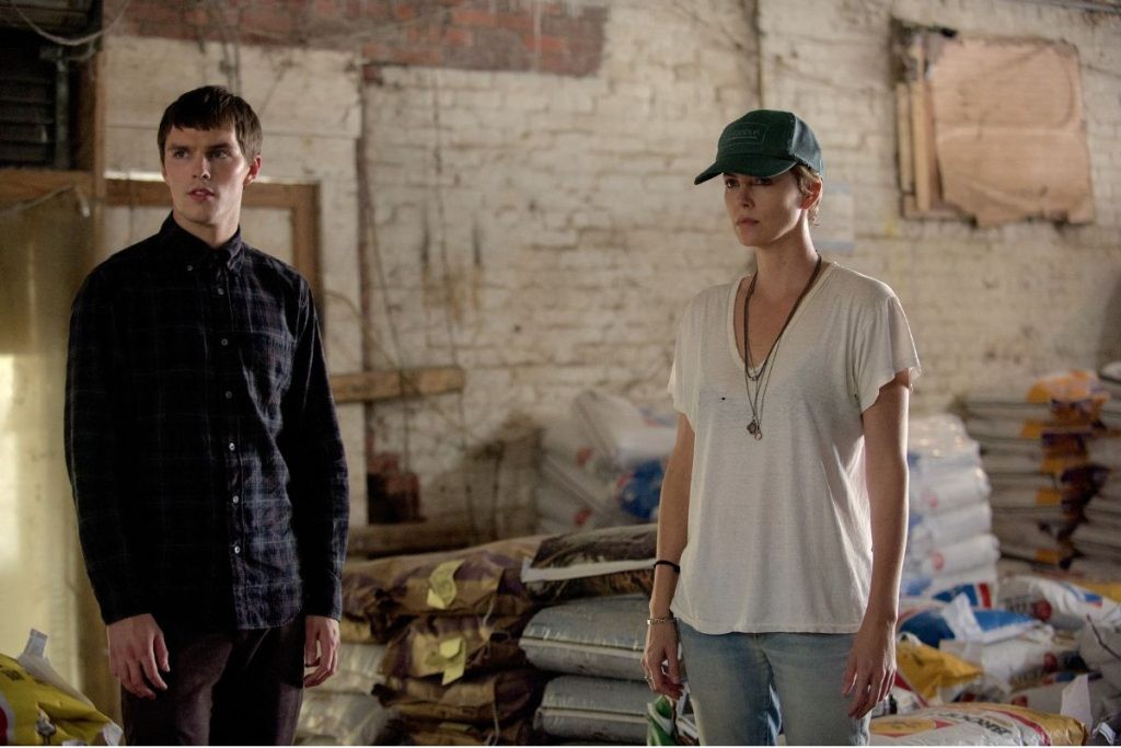 Nicholas Hoult and Charlize Theron in a still from Dark Places (2015)