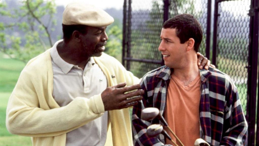 Carl Weathers and Adam Sandler in a still from Happy Gilmore