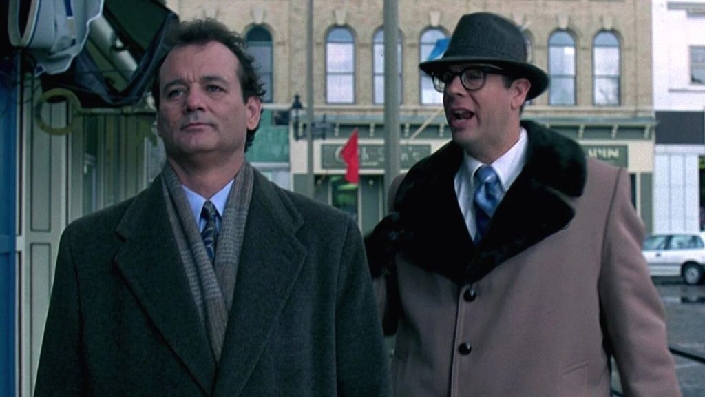 Bill Murray as Phil Connors and Stephen Tobolowsky as Ned Ryerson