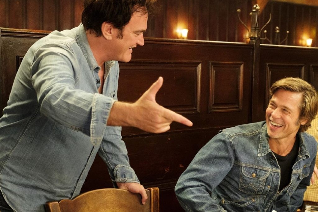 Quentin Tarantino and Brad Pitt on the set of Once Upon a Time... in Hollywood
