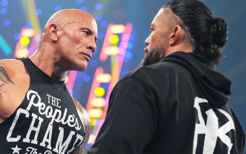 The Rock and Roman Reigns during their iconic staredown
