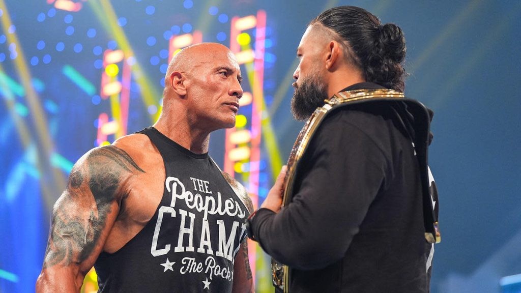 Dwayne Johnson and Roman Reigns come face to face with each other at SmackDown