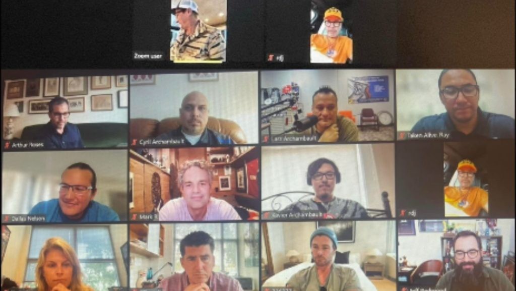 The Willow team and Avengers stars in a Zoom call (image via X)