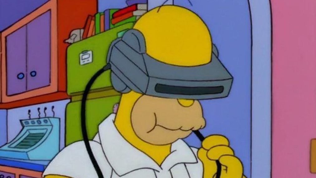 A still from The Simpsons featuring a VR headset