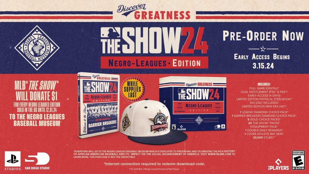 The Negro Leagues Edition for MLB The Show 24 can be preordered for $124.99 USD.