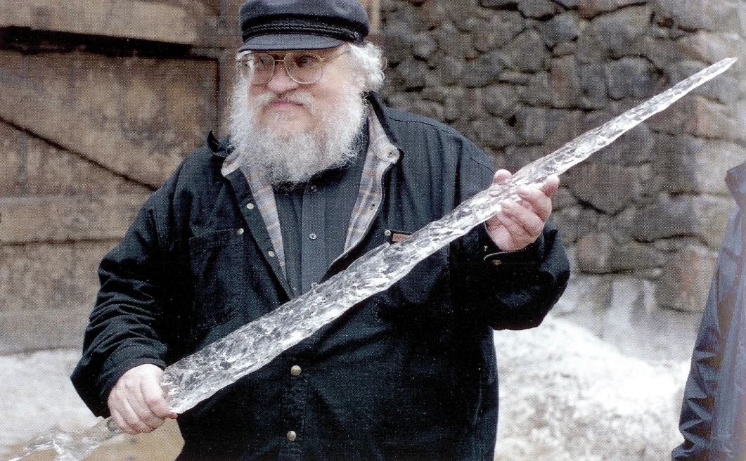 George R. R. Martin on the sets of Game of Thrones
