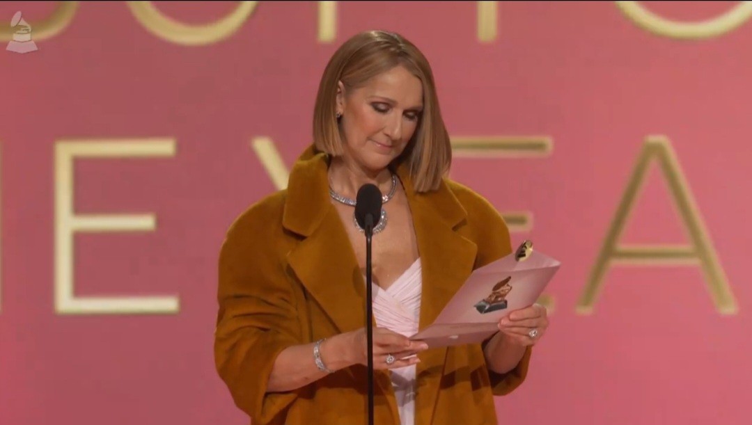 Céline Dion presenting the Album of the Year award