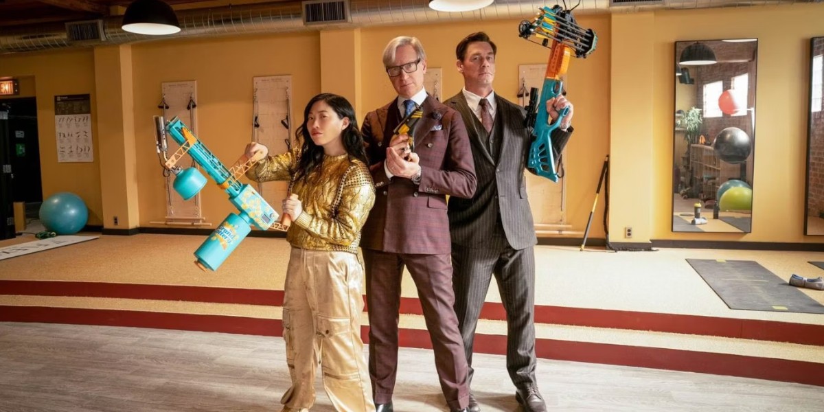 Awkwafina, Paul Feigh, and John Cena on the set of Grand Death Lotto