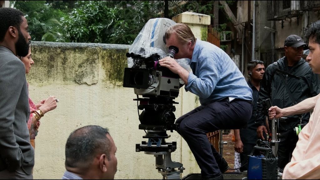 Christopher Nolan on the sets of Tenet 