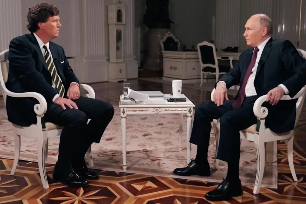 Tucker Carlson interviewing Russian President Vladimir Putin