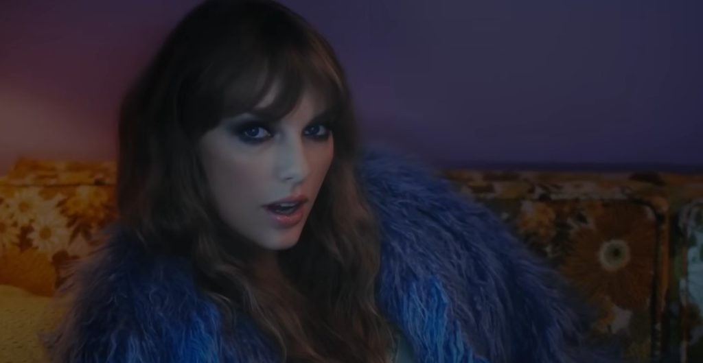 Taylor Swift in her music video for 'Lavender Haze' (via YouTube/Taylor Swift)