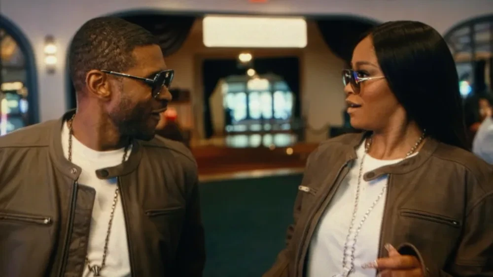 Usher and Keke Palmer in a still from their music video Boyfriend 