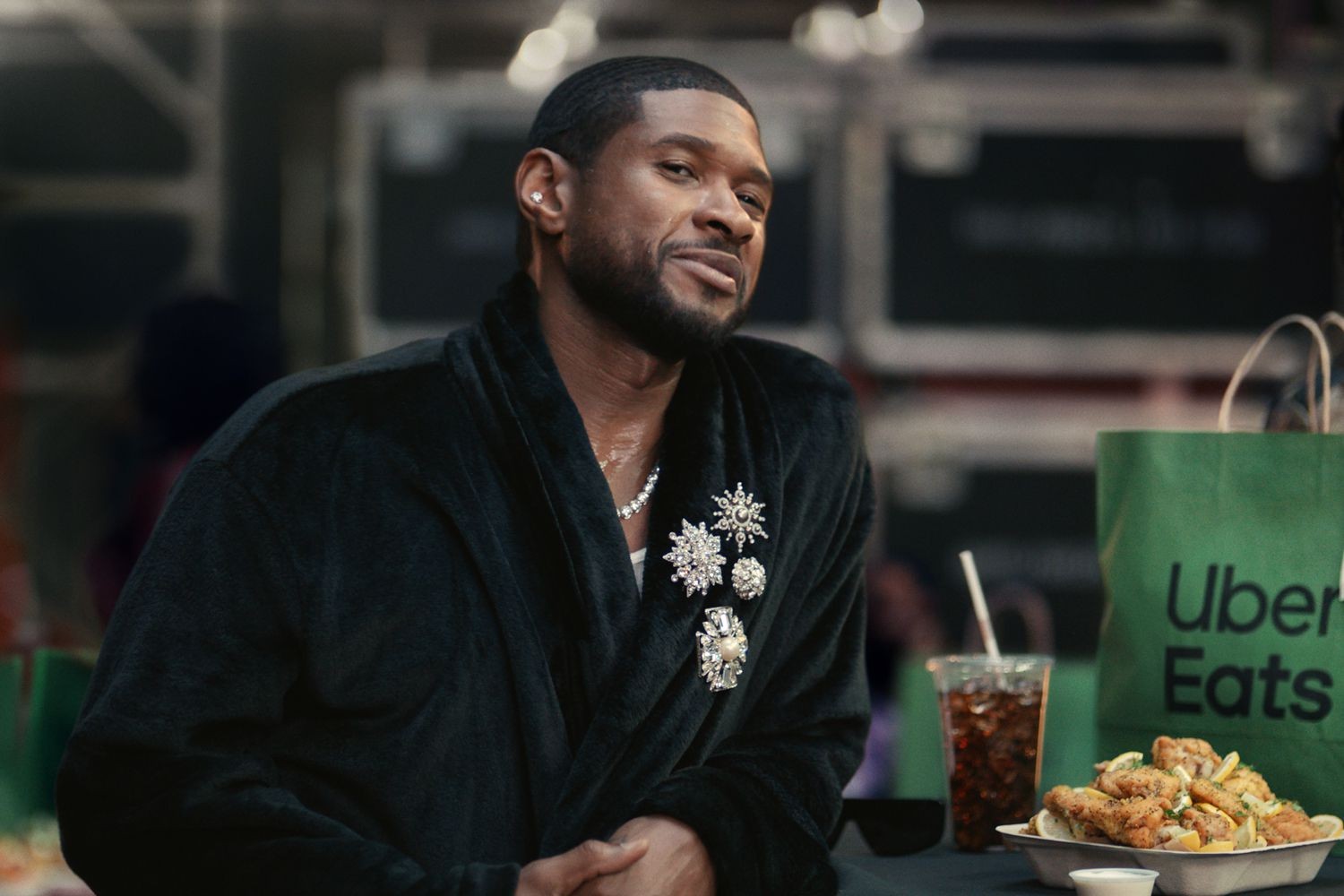 Usher in UberEats Super Bowl 2024 commercial
