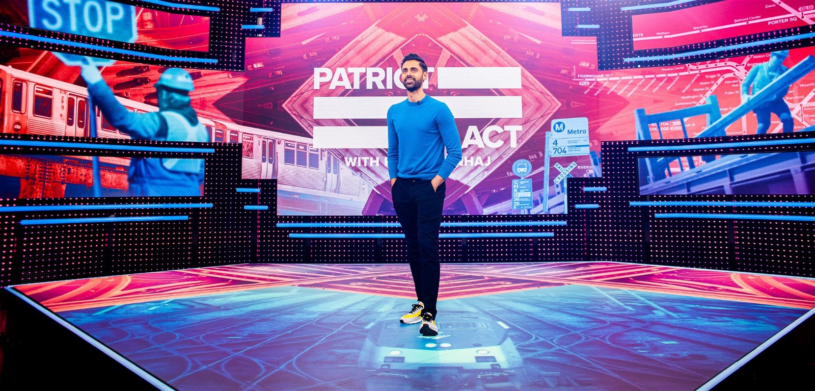 Hasan Minhaj in his show, 'Patriot Act'