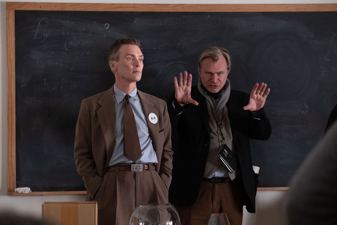 Christopher Nolan and Cillian Murphy on the set of Oppenheimer