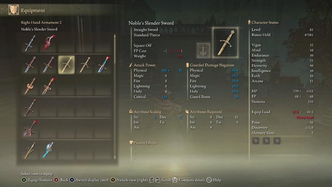 Noble's Slender Sword is hardest weapon to get