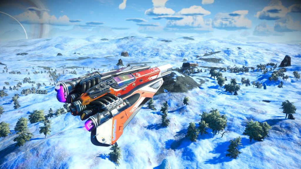 Aside from the free trial, the No Man's Sky Omega update brings new content like this sleek starship.