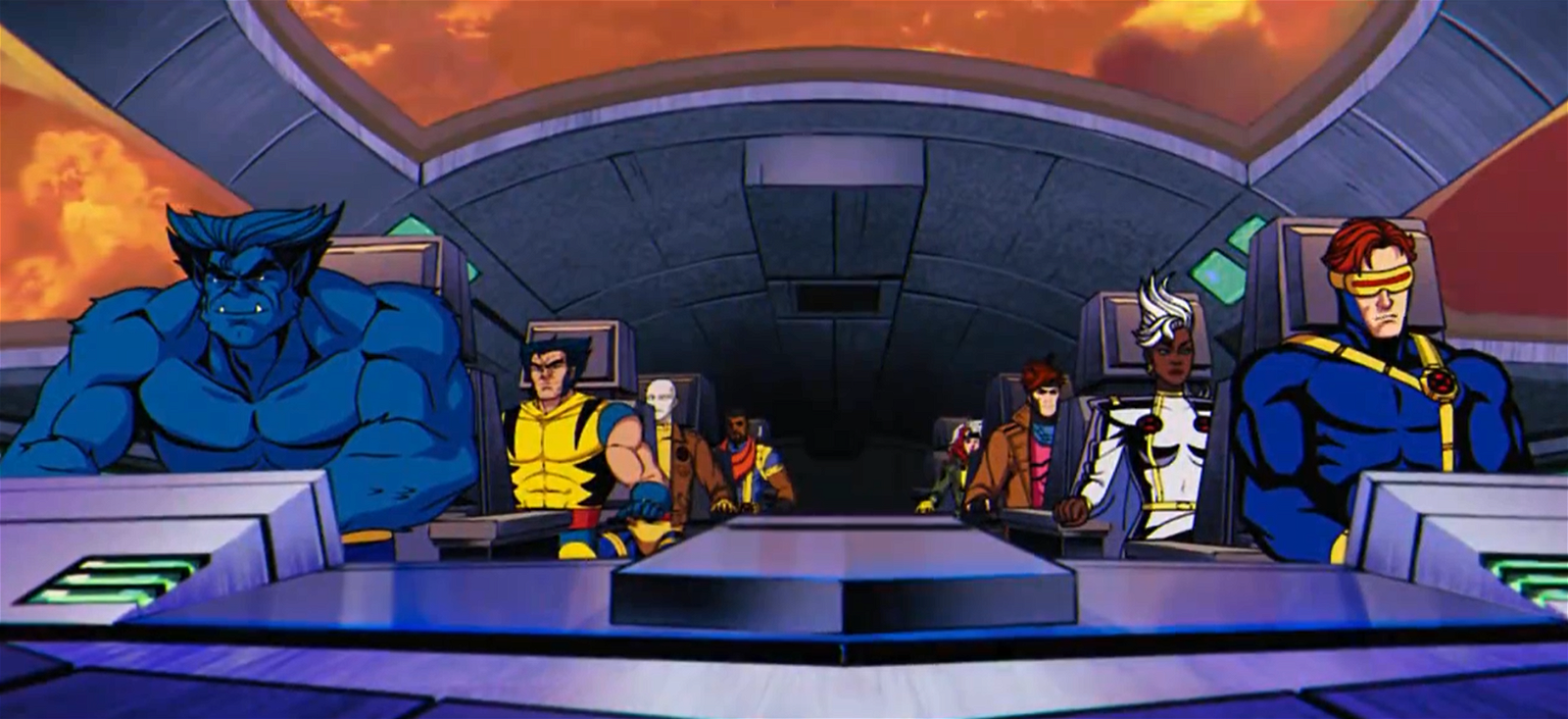 X-Men members inside their jet in this scene 