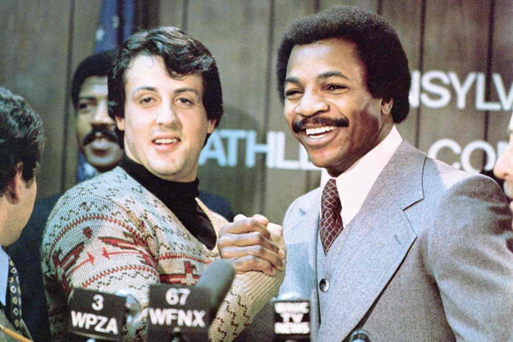 Sylvester Stallone and Carl Weathers in the Rocky saga