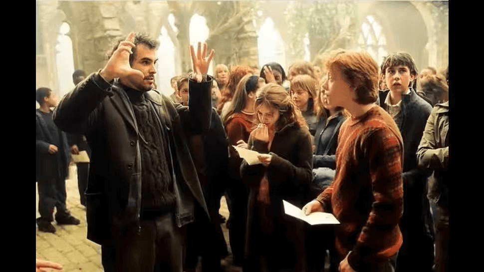 Chris Columbus with Rupert Grint and Emma Watson in Harry Potter and the Prisoner of Azkaban