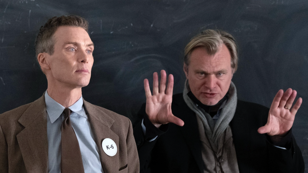 Christopher Nolan directing Cillian Murphy for Oppenheimer 