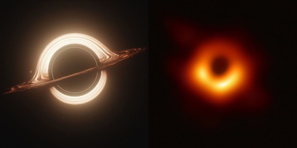 Interstellar's fictional black hole with the first ever black hole image of M87*
